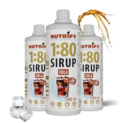 Afbeelding van NUTRIFY Vital Fitness Drink 3 flessen siroop 1:80, x 1 liter, cola, geconcentreerde drank met vitaminen en L carnitine zonder suiker, voor 240 liter sportdrank, laag in