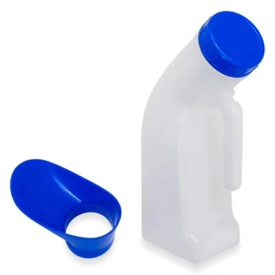 Image de Urinal pour femmes et hommes 1000ml, ARNOMED urinoir avec couvercle &amp; embout supplémentaire, anti fuites les déplacements, Urinella anse, laiteux