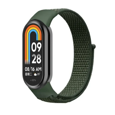 Afbeelding van Sport loop nylon bandje Leger groen Xiaomi Smart band 8