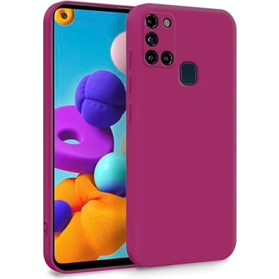 Afbeelding van MyGadget hoesje compatibel met Samsung Galaxy A21s, dubbellaags camerabescherming, binnenvoering, zacht rubber en krasbestendige hoes, bordeauxrood