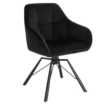 Afbeelding van WOLTU 360 graden draaibare stoel, eetkamerstoel, Scandinavische keukenstoel, fluweel, gevoerde zitting, metalen poten, zwart, BH365sz 1