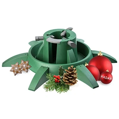 Afbeelding van KADAX kerstboomstandaard met waterreservoir van robuust kunststof voor bomen, in verschillende maten, stabiel, groen, boomhoogte tot 3,3 m