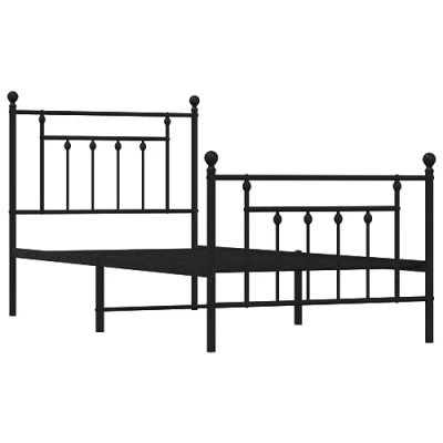 Afbeelding van Bedframe met hoofd en voeteneinde metaal zwart 90x200 cm