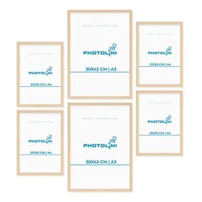Afbeelding van PHOTOLINI Set van 6 MDF houten fotolijsten nr. 7 onbreekbaar acrylglas om op te hangen, extra accessoires voor foto&#039;s, afbeeldingen en posters