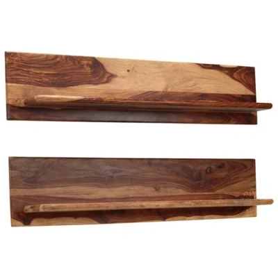 Afbeelding van Wandschappen 2 st 118x26x20 cm massief sheeshamhout