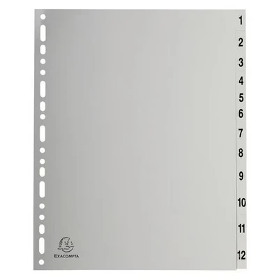 Image de Intercalaires numériques pp gris 12 positions A4 maxi