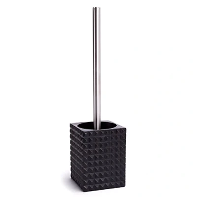 Afbeelding van MSV Toiletborstel houder Kubik kunststeen zwart/zilver 37 x 10 cm Luxe uitstraling