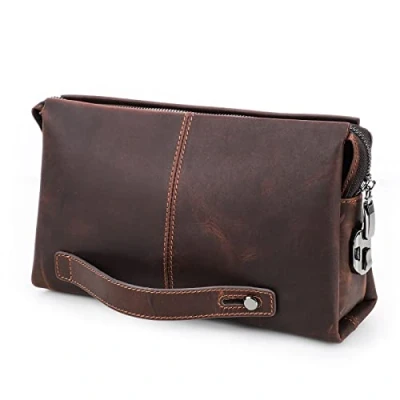 Afbeelding van Contacts Porte Monnaie pour Homme en Cuir véritable avec Fermeture éclair Carte d&#039;identité, téléphone, Monnaie, Café1, Taille unique, Pratique