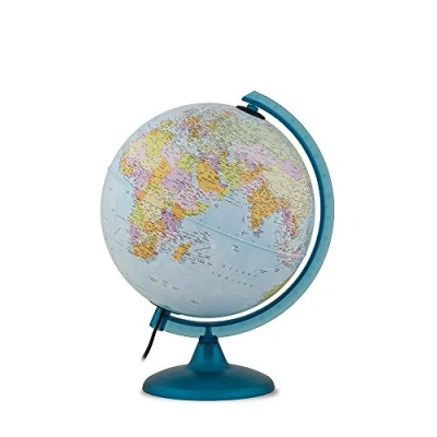 Afbeelding van Tecnodidattica Night&amp;Day wereldkaart met dubbele cartografie, politiek en hemelse sterrenbeelden, nauwkeurige in het Italiaans, diameter 25 cm