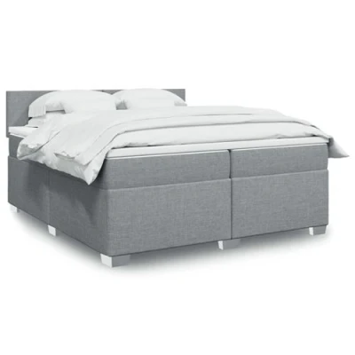Image de vidaXL Sommier à lattes de lit avec matelas Gris clair 200x200cm Tissu