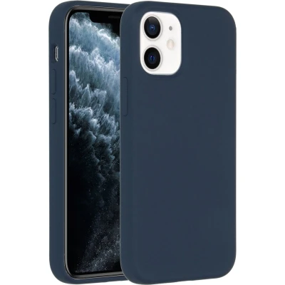 Afbeelding van Accezz Hoesje Geschikt voor iPhone 12 Mini Siliconen Liquid Silicone Backcover Donkerblauw