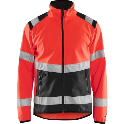 Afbeelding van Blaklader Softshell jack High Vis 4877 2516 Rood/Zwart