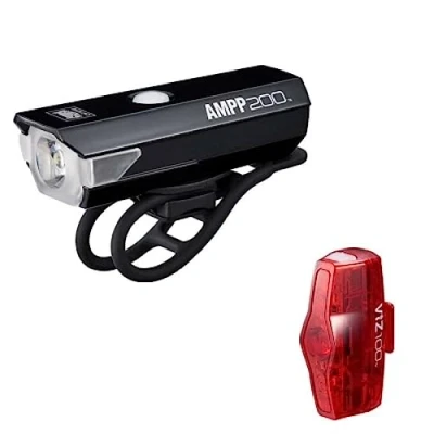Afbeelding van CatEye AMPP200 + VIZ100 Fietsverlichting LED USB Oplaadbaar Zwart