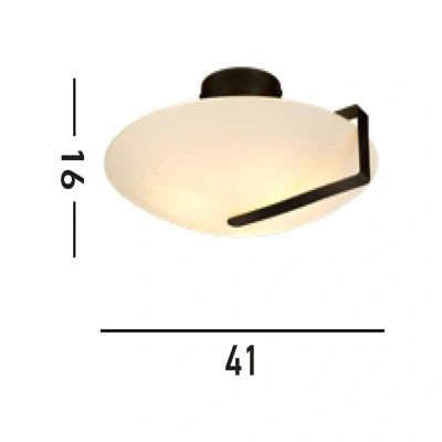 Afbeelding van Zonnewijzer plafondlamp, zwart/opaal wit, staal, glas, E27
