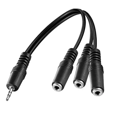 Afbeelding van F57S 3,5 mm jack naar 3 x vrouwelijke MP3 audiosplitterkabel voor mobiele telefoon PC, gaming headset, PS4, Xbox One, smartphones en laptops, ca. 30 cm