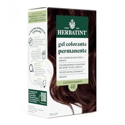 Afbeelding van Herbatint Permanente kleurgel voor haar, 4R, koperbruin, 170 ml, zonder ammoniak, 100% dekking wit de gevoelige huid, met 8 biologische natuurlijke extracten