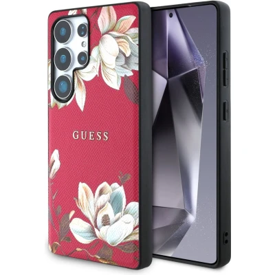 Afbeelding van Etui Guess Grained Printed Flower Pattern Magsafe Do Samsung Galaxy S25 Ultra Fuksja