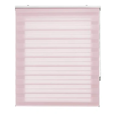 Afbeelding van Blindecor Raamschort, rolgordijn, dag en nacht, dubbellaags, kleur: roze, 65 x 180 cm, stofmaat 62 175 cm