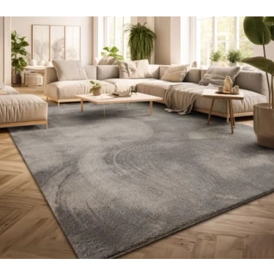 Afbeelding van TT Home Laagpolig woonkamertapijt, effen, modern design, wasbaar Grijs, 160 x 220 cm