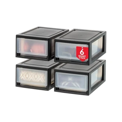 Afbeelding van Iris Ohyama, Opberglade, opbergtoren kunststof bureau, set van 4, MSD 1, zwart