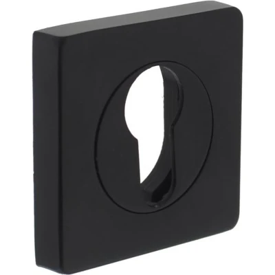Afbeelding van Intersteel Profielcilinderplaatje Verdekt Met Nokken Vierkant 55x55x10mm Zamak Zwart