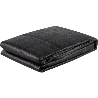 Afbeelding van VEVOR Onkruidbestrijding Tuindoek 15.2*3,8m 3,5 Oz Geweven Pp Opritdrainagedoek Met Treksterkte 272kg Voor Opritstabilisatie, Tuinbouw, Landbouw En Drainage Zwart