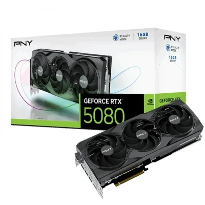 Afbeelding van PNY GeForce RTX 5080 Overclocked Triple Fan GPU NVIDIA 16 GB GDDR7