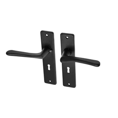 Afbeelding van Wovar Zwarte deurklinken met schild aluminium vlindermodel SL56 Per Set Deurkruk
