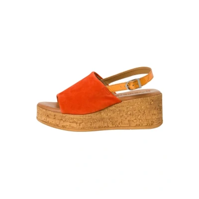 Afbeelding van Tamaris Sandalen met plateauzool, Dames, Maat: 36, Orange Leer/ synthetisch