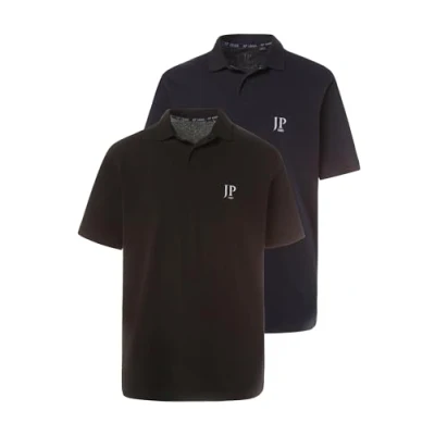 Image de JP 1880 Lot de 2 polos pour homme, Noir, 3XL