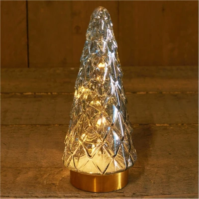 Afbeelding van GLAZEN BOOM GRIJS MET GOUDEN VOET 10.5X24.5CM 3XAAA Anna&#039;s Collection
