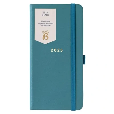 Afbeelding van Busy B Weekplanner eind 2025 met groene omslag van kunstleer, zakplanner in compact design, notitiepagina&#039;s en opbergvak, dagboek handtas formaat