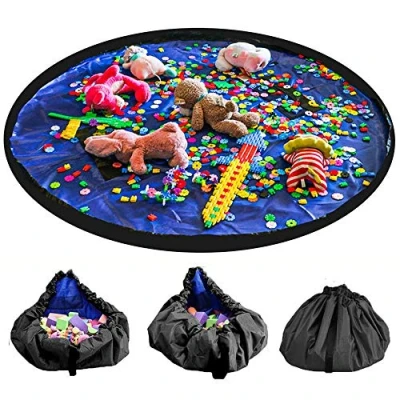Afbeelding van LandJoy Opbergtas speelgoed, 150 cm voor kinderen, speelmat, opbergtas, opvouwbaar, grote speelgoedmat, speelgoed kinderen (150 cm)
