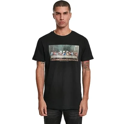 Afbeelding van Mister Tee Basic shirt, knoopsluiting, regular, ronde hals, herensokken, zwart.