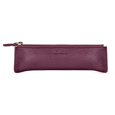 Afbeelding van Londo Pennenetui van echt leer, met ritssluiting (zwart), Paars., Pen Case