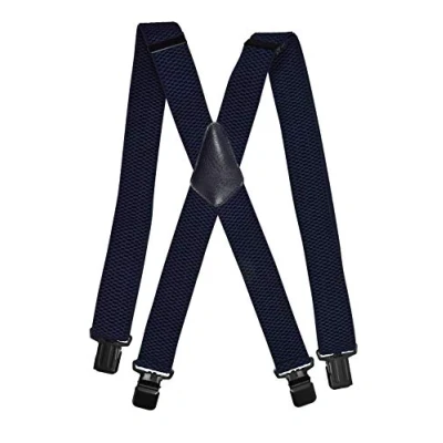 Afbeelding van Olata Bretels voor heren, breed, X, met extra brede zwarte clips, 4 cm, Navy Blauw