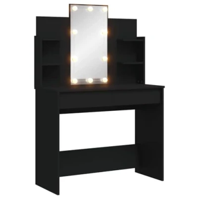 Image de vidaXL Coiffeuse avec lumières LED noir 96x40x142 cm837893