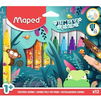 Afbeelding van 12 Uitwasbare Viltstiften Jumbo Jungle Fever