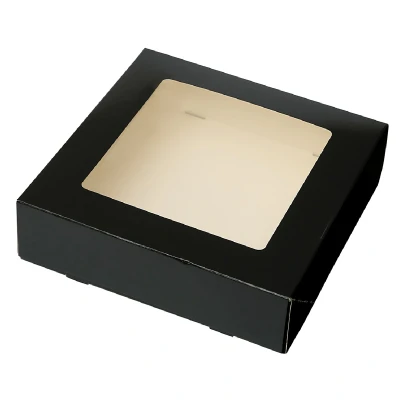 Afbeelding van Taartdoos met venster 19x19x5cm. Zwart 3st