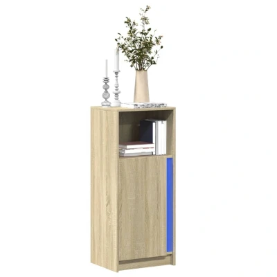 Afbeelding van Dressoir met LED 42,5x34x100 cm bewerkt hout sonoma eikenkleur