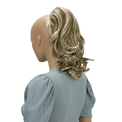 Afbeelding van Prettyshop H94 golvende paardenstaart met vlinderclip hittebestendige synthetische vezels donkerblond 35,6 cm