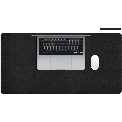 Afbeelding van iMoshion Bureau Onderlegger 90 x 45 cm Hoogwaardig kunstleer Accessoires Organizer Antislip Muismat XXL Inclusief draagriem Zwart