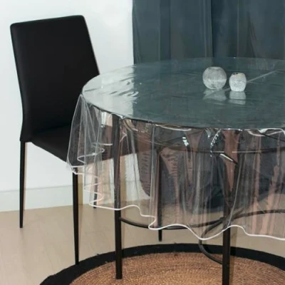 Image de Nappe ronde diamètre 180 cm CRISTAL transparent