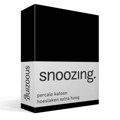 Afbeelding van Snoozing Hoeslaken Extra hoog Tweepersoons 120x200 cm Percale katoen Zwart