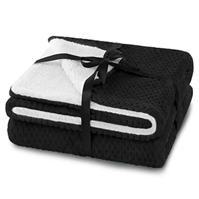 Afbeelding van AmeliaHome Knuffeldeken 130 x 180 cm, lamsvacht look Sherpa, zwart
