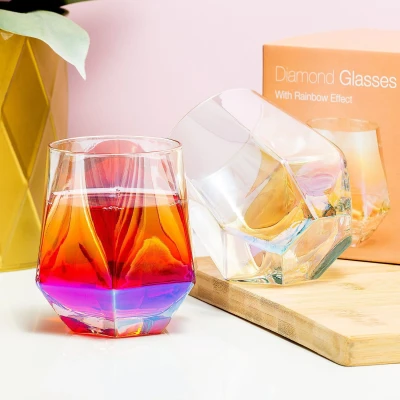 Afbeelding van Diamant Glas Met Regenboogeffect (set Van 2)