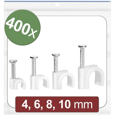 Afbeelding van Quadrios 24CA425 Spijkerclip Bundel Ø (bereik) 2 tot 10 mm Wit 400 stuk(s)
