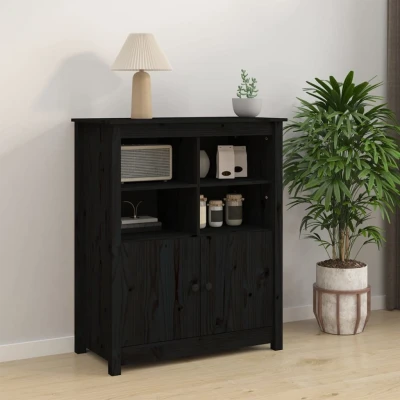 Afbeelding van Dressoir 83x41,5x100 cm massief grenenhout zwart