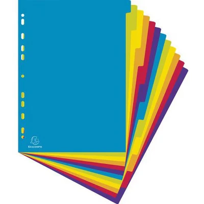 Afbeelding van Exacompta Ref. 3812E 15 tabbladen van hard polypropyleen semi ondoorzichtig met 12 neutrale Campus Indexpagina bedrukbaar A4 maxi formaat Doorschijnende kleuren