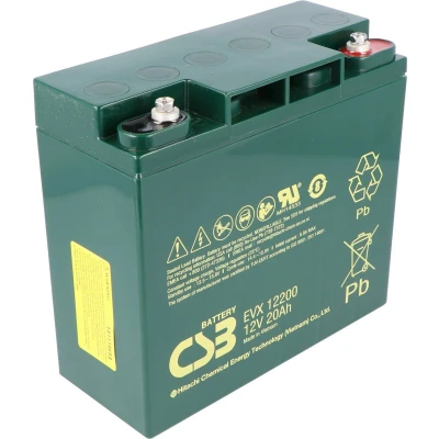 Afbeelding van CSB EVX12200 12 volt AGM loodzuuraccu 20Ah, 181x76.2x167mm, cyclusbestendig, M5 binnendraad